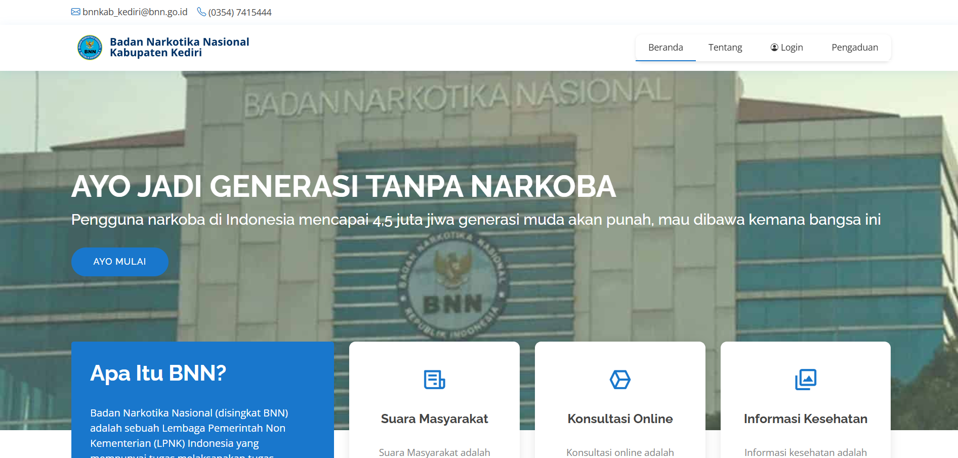 Sistem Informasi Pemetaan Desa Ancaman Narkoba Screen 1